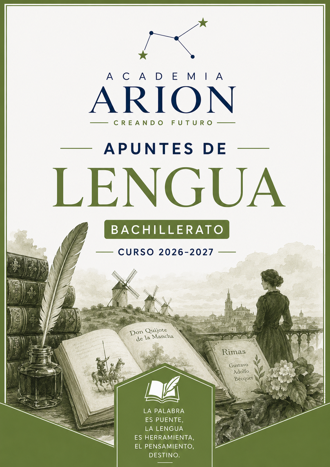 Portada del material propio de Lengua de Academia Arion