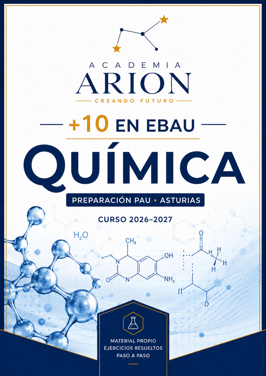Portada del material propio de Química de +10 en EBAU